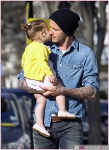 David Beckham Takes Harper Out For A Morning Stroll
